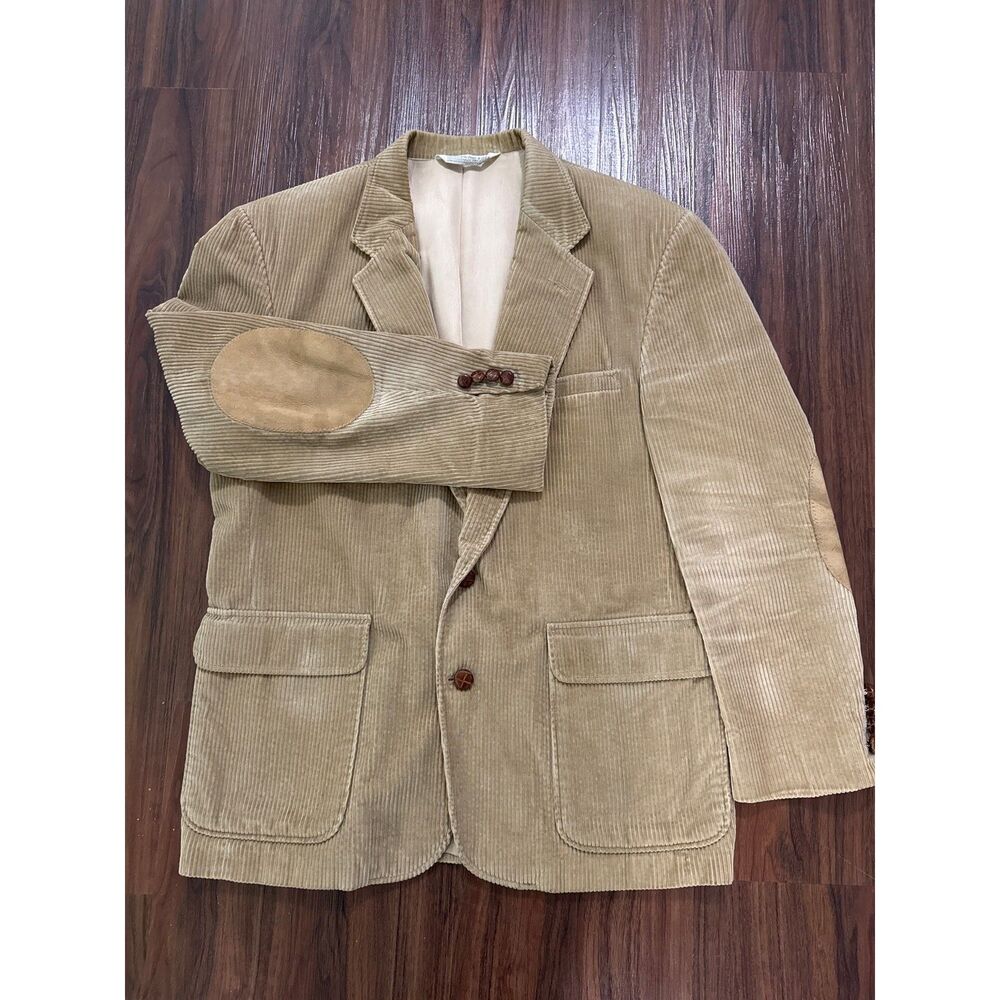 Land’s End Men’s 42R Corduroy Blazer Brown Elbow Patch Preppy GrandpaCore